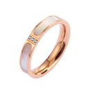 Three Diamonds Color Shell Diamond Ring Titanium Steel Gold-Plated Couple Ring, Size: 5 US Size(Rose Gold)