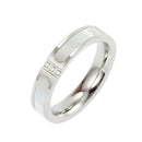Three Diamonds Color Shell Diamond Ring Titanium Steel Gold-Plated Couple Ring, Size: 7 US Size(Silver)