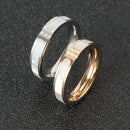 Three Diamonds Color Shell Diamond Ring Titanium Steel Gold-Plated Couple Ring, Size: 9 US Size(Silver)