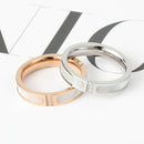 Three Diamonds Color Shell Diamond Ring Titanium Steel Gold-Plated Couple Ring, Size: 9 US Size(Silver)