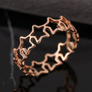 2 PCS Vintage Titanium Steel Five-Pointed Star Hollow Ring, Size: 9 US Size(Rose Gold)