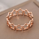 2 PCS Vintage Titanium Steel Five-Pointed Star Hollow Ring, Size: 10 US Size(Rose Gold)