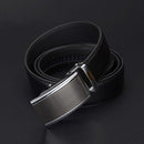 COWATHER CZ022 Men Two-Layer Leather Casual Business Automatic Buckle Belt, Length: 110cm(Black)