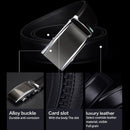 COWATHER CZ022 Men Two-Layer Leather Casual Business Automatic Buckle Belt, Length: 110cm(Black)