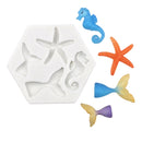 5 PCS Ocean Series Big And Small Fishtail Starfish Seahorse DIY Baking Liquid Silicone Mold(Gray)