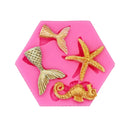 5 PCS Ocean Series Big And Small Fishtail Starfish Seahorse DIY Baking Liquid Silicone Mold(Pink)