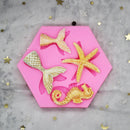 5 PCS Ocean Series Big And Small Fishtail Starfish Seahorse DIY Baking Liquid Silicone Mold(Pink)