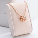 Fashion Three Rings Full Rhinestone Hollow Roman Numeral Necklace(Rose Gold)
