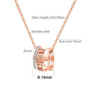 Fashion Three Rings Full Rhinestone Hollow Roman Numeral Necklace(Rose Gold)