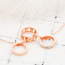 Fashion Three Rings Full Rhinestone Hollow Roman Numeral Necklace(Rose Gold)