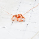 Fashion Three Rings Full Rhinestone Hollow Roman Numeral Necklace(Rose Gold)