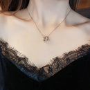 Fashion Three Rings Full Rhinestone Hollow Roman Numeral Necklace(Rose Gold)