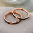 2 PCS Fashion Two Diamond-Studded Titanium Steel Couple Rings For Couple, Size: US Size 4(Rose Gold)