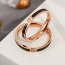 2 PCS Fashion Two Diamond-Studded Titanium Steel Couple Rings For Couple, Size: US Size 5(Rose Gold)