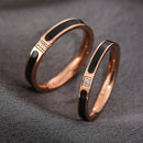 2 PCS Fashion Two Diamond-Studded Titanium Steel Couple Rings For Couple, Size: US Size 9(Rose Gold)