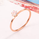 3 PCS Very Fine Six-Claw Single Diamond Ring Diamond-Set Titanium Steel Women Ring, Size: US Size 4(Rose Gold)