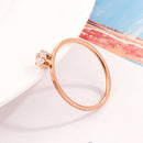 3 PCS Very Fine Six-Claw Single Diamond Ring Diamond-Set Titanium Steel Women Ring, Size: US Size 5(Rose Gold)