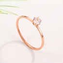 3 PCS Very Fine Six-Claw Single Diamond Ring Diamond-Set Titanium Steel Women Ring, Size: US Size 5(Rose Gold)