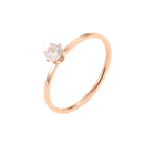 3 PCS Very Fine Six-Claw Single Diamond Ring Diamond-Set Titanium Steel Women Ring, Size: US Size 7(Rose Gold)