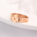 2 PCS 3 In 1 Titanium Steel Peach Heart Combination Four-Leaf Clover Couple Ring, Size: US Size 5(Rose Gold)