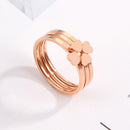 2 PCS 3 In 1 Titanium Steel Peach Heart Combination Four-Leaf Clover Couple Ring, Size: US Size 7(Rose Gold)