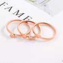 2 PCS 3 In 1 Titanium Steel Peach Heart Combination Four-Leaf Clover Couple Ring, Size: US Size 7(Rose Gold)