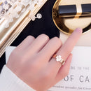 2 PCS 3 In 1 Titanium Steel Peach Heart Combination Four-Leaf Clover Couple Ring, Size: US Size 7(Rose Gold)