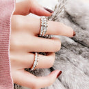 2 PCS Girls Simple Titanium Steel Diamond Ring, Size: US Size 3(Single Row Rose Gold)