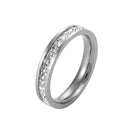 2 PCS Girls Simple Titanium Steel Diamond Ring, Size: US Size 4(Single Row Silver)