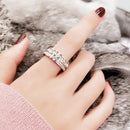 2 PCS Girls Simple Titanium Steel Diamond Ring, Size: US Size 4(Double Row Silver)