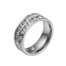 2 PCS Girls Simple Titanium Steel Diamond Ring, Size: US Size 5(Double Row Silver)