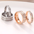 2 PCS Girls Simple Titanium Steel Diamond Ring, Size: US Size 7(Single Row Rose Gold)