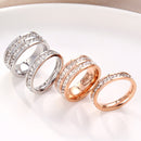 2 PCS Girls Simple Titanium Steel Diamond Ring, Size: US Size 7(Double Row Silver)