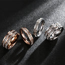 2 PCS Girls Simple Titanium Steel Diamond Ring, Size: US Size 8(Single Row Silver)