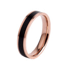 4 PCS Simple Black White Epoxy Couple Ring Women Titanium Steel Ring Jewelry, Size: US Size 7(Black Glue Rose Gold)