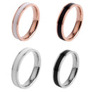 4 PCS Simple Black White Epoxy Couple Ring Women Titanium Steel Ring Jewelry, Size: US Size 7(White Glue Silver)
