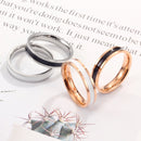 4 PCS Simple Black White Epoxy Couple Ring Women Titanium Steel Ring Jewelry, Size: US Size 7(White Glue Silver)