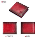 BUFF CAPTAIN 05 Men Leather Short Wallet Anti-Theft Brush Multi-Card Bit First-Layer Soft Cowhide Wallet, Colour: Red