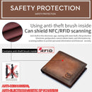 BUFF CAPTAIN 05 Men Leather Short Wallet Anti-Theft Brush Multi-Card Bit First-Layer Soft Cowhide Wallet, Colour: Red