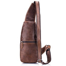 BULL CAPTAIN 019 Retro Men Leather Crossbody Shoulder Bag First-Layer Cowhide Chest Bag, Colour: Gray Brown