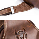 BULL CAPTAIN 019 Retro Men Leather Crossbody Shoulder Bag First-Layer Cowhide Chest Bag, Colour: Gray Brown