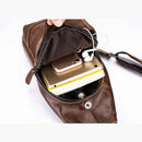 BULL CAPTAIN 019 Retro Men Leather Crossbody Shoulder Bag First-Layer Cowhide Chest Bag, Colour: Chestnut Brown + Buckle + Bracket