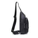 BUFF CAPTAIN 110 Men Leather Shoulder Bag First-Layer Cowhide Leather Multi-Function Chest Bag(Black)