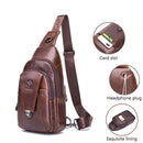 BUFF CAPTAIN 110 Men Leather Shoulder Bag First-Layer Cowhide Leather Multi-Function Chest Bag(Black)