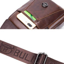 BUFF CAPTAIN 110 Men Leather Shoulder Bag First-Layer Cowhide Leather Multi-Function Chest Bag(Black)