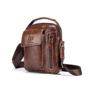 BUFF CAPTAIN 037 First-Layer Cowhide Messenger Bag Male Sports Soft Leather Shoulder Bag(Dark Brown)