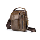 BUFF CAPTAIN 037 First-Layer Cowhide Messenger Bag Male Sports Soft Leather Shoulder Bag(Chestnut Brown)