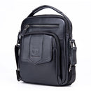 BUFF CAPTAIN 777 Men Leather Shoulder Bag First-Layer Cowhide Retro Large Capacity Satchel(Black)