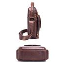 BUFF CAPTAIN 777 Men Leather Shoulder Bag First-Layer Cowhide Retro Large Capacity Satchel(Black)
