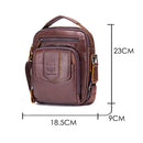 BUFF CAPTAIN 777 Men Leather Shoulder Bag First-Layer Cowhide Retro Large Capacity Satchel(Black)